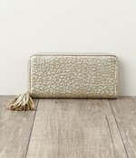 厚口シープタッセル付きラウンドファスナー長財布(B・シルバー)