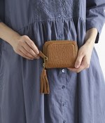 厚口シープタッセル付き二つ折り財布(A・キャメル)