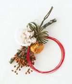 【送料無料】blue water flowers 苔梅のお正月飾り(レッド)
