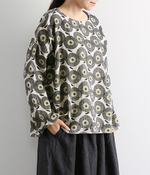微起毛 コットンスラブ花柄プリントTブラウス(ナチュラル)【入荷待ち】