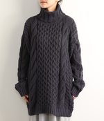 ケーブルニットタートルチュニック(A・ネイビー)