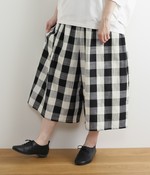 【別注】ブロックチェックワイドパンツ(ホワイト×ブラック)【リンネル6月号掲載】【入荷待ち】