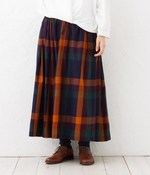 【別注】マドラスチェックギャザースカート(オレンジ×ネイビー)【入荷待ち】