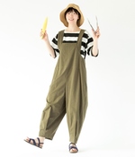 たっぷりバッククロスサロペット(B・カーキ)