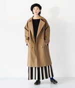 裏地ストライプBIGトレンチコート(ベージュ)