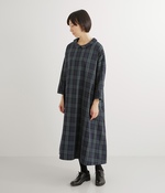 Aライン衿付き2WAYワンピース(ブラックウォッチ)