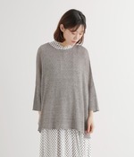 リネン7分袖ワイドプルオーバー(D・グレー)