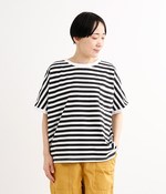 オーバーフレンチTシャツ(F・ホワイト×ブラック)