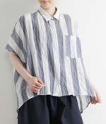 シャーリングストライプブラウス(A・オフホワイト)