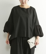 サージ袖レースブラウス(ブラック)【入荷待ち】