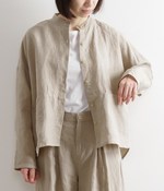 リネンオックスバンドカラーシャツジャケット(B・キナリ)
