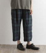 リネンブラックウォッチワイドパンツ(ブラックウォッチ)