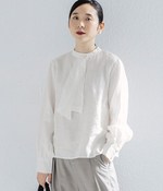 リネンオックスボータイブラウス(オフホワイト)