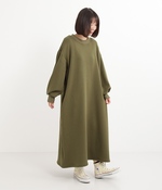 裏起毛袖バルーンワンピース(B・カーキ)