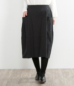 リネンキャンバスコクーンスカート(ブラック)