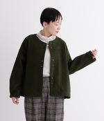 スライバーノーカラージャケット(C・モスグリーン)