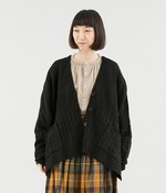 ワイドケーブルニットカーディガン(ブラック)
