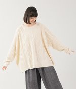 ビッグシルエットケーブルニット(A・オフホワイト)