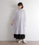 日本製品染ギャザーシャツワンピース(A・ライトグレー)