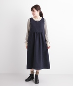 【tukuroi by SUN VALLEY】コットンリネン綾織起毛2WAYタンクワンピース(B・ダークネイビー)
