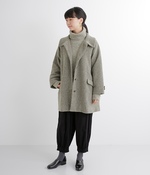 ウールヘリンボンニット起毛 ハーフコート(グレー)