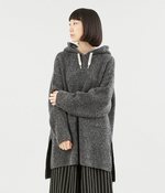 畦編みプルパーカー(ブラック)