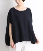 【別注】リネンレーヨン後ろタックブラウス(A・ネイビー)【入荷待ち】