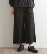 レース使いストレートワイドパンツ(A・ブラック)