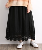 スカラップ刺繍スカート(ブラック)