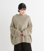 ガーター編み後ろ開きプルオーバー(B・ベージュ)