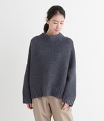 ガーター編み後ろ開きプルオーバー(D・ネイビー)