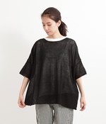 リネンコットン後ろ開きプルオーバー(D・ブラック)