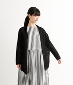 リネンコットンピン付きカーディガン(C・ブラック)