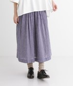 コットンリネンボイルワッシャーギンガムスカート(D・ブルー)