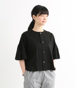 前開きカットソー(ブラック)
