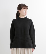 ケーブル編みボトルネックプルオーバー(B・ブラック)