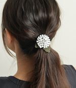 レザーフラワー ヘアゴム(A・ホワイト)