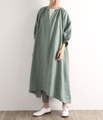 リネンスキッパーワンピース(ダルグリーン)