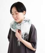 尾州リネンブロックチェックストール(A・グリーン)