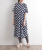 ドットプリントワンピース(ネイビー)