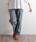 リネン混ストレートパンツ(A・ネイビー)