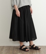 コットンリネンギャザースカート(C・ブラック)