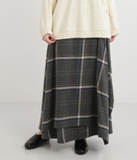 起毛チェック柄ラップスカート(グレー系)