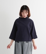 USコットンモックネックバスクシャツ(E・ネイビー)