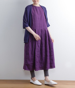 フレンチリネンスリーブタックワンピース(C・パープル)【入荷待ち】