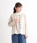 リネンコットンノーカラーブルゾン(A・麻キナリ)