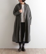 撚り杢シャンブレーワイドワークドレス(ブラック)