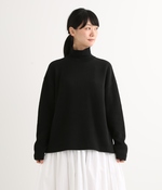 ダブルフェイスサーマル ワイドハイネックTシャツ(A・ブラック)
