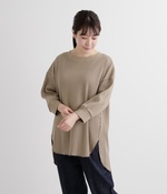 コットンワッフル後ろヘンリーチュニック(A・グレージュ)
