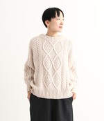 ケーブルボートネックプルオーバー(オフホワイト)